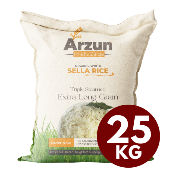 Arzun Khalis Zaiqa Organic White Sella Rice – 25 KG